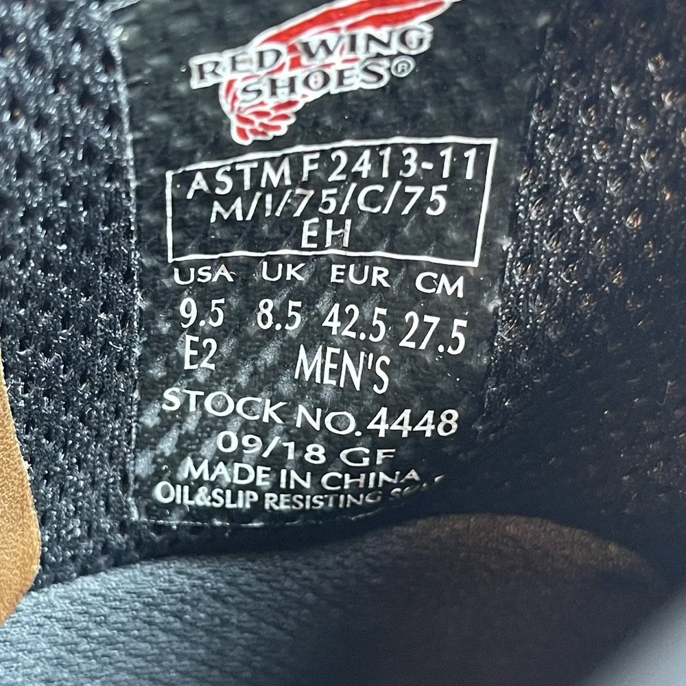 Red Wing 4448 Pull On Work Boots Men's 9.5 E2 Brown Steel‎ Toe Vibram Waterproof